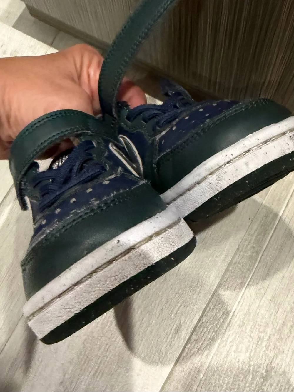 Nike Kids Court Borough Low Recraft Sneakers in Dark Green, Navy & Silver 11.5